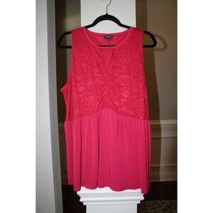 Torrid Studio Knit Crew Neck Keyhole Lace Babydoll Tank Sz 1